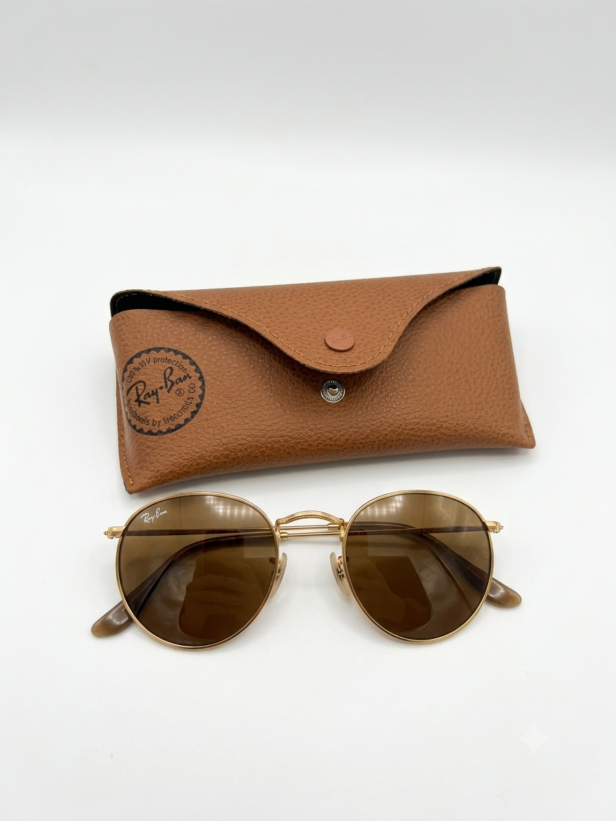 Ray-Ban Round Metal Okulary Przeciwsłoneczne Złote / Brązowy Gradient