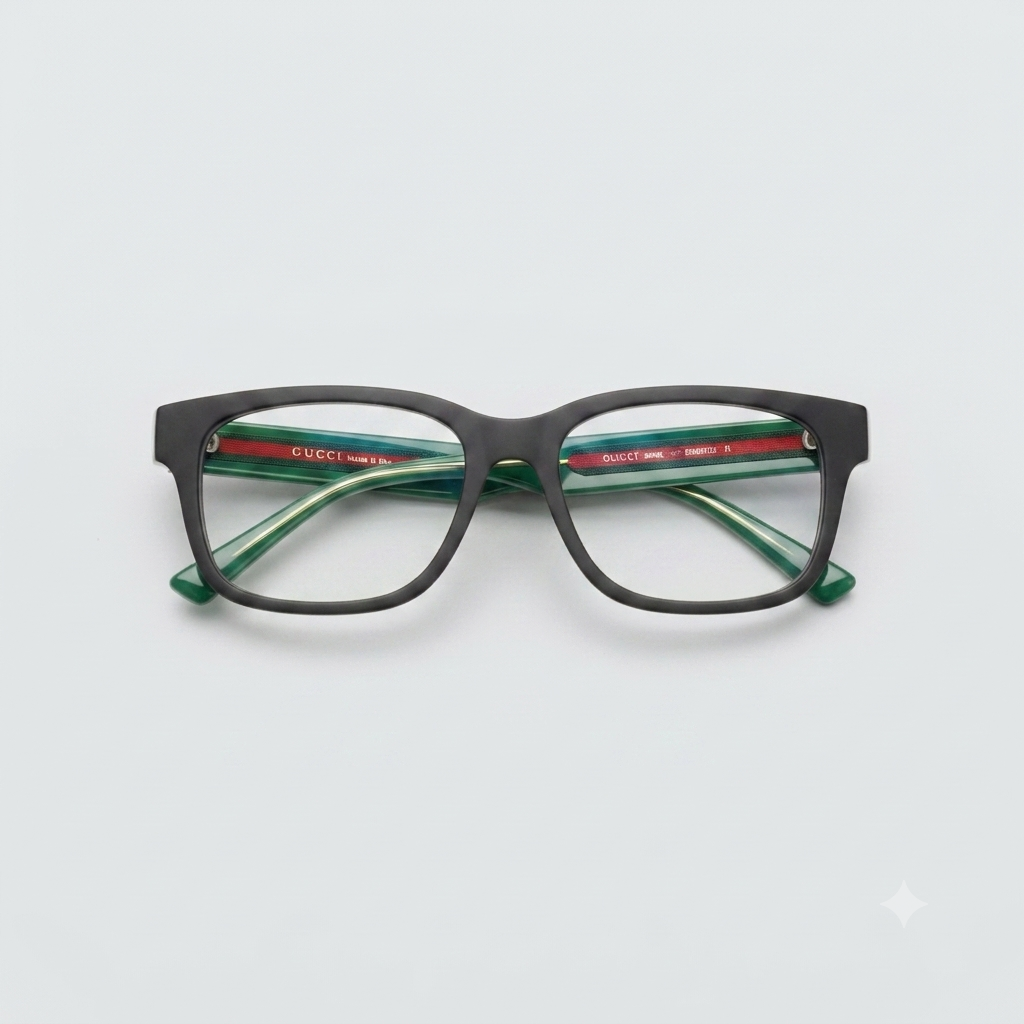 Gucci GG1303O – Oprawki Korekcyjne Czarno-Zielone (Made in Japan)