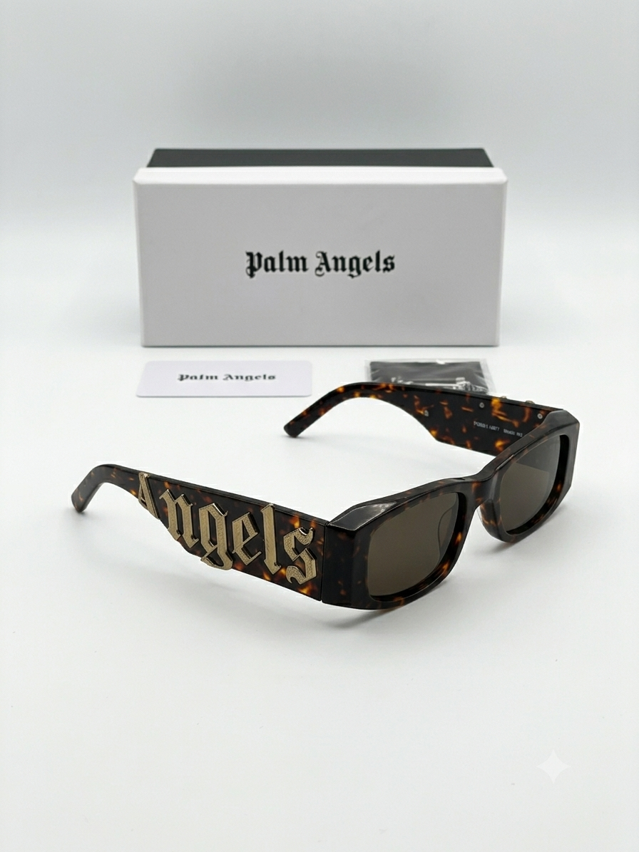Palm Angels PERI007 – Tortoise Okulary Przeciwsłoneczne z Napisem Angels