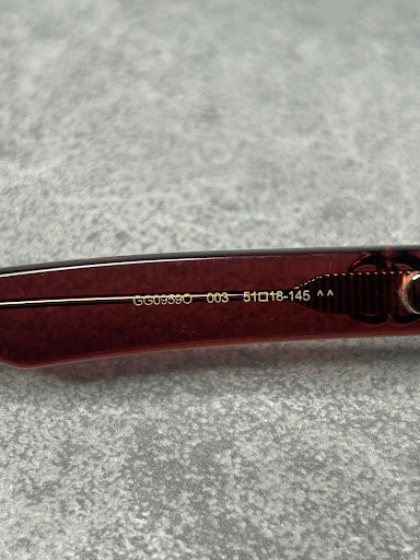 Gucci GG0958O – Bordowe Oprawki Optyczne Cat-Eye ze Złotym GG