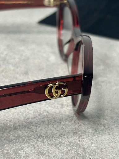 Gucci GG0958O – Bordowe Oprawki Optyczne Cat-Eye ze Złotym GG