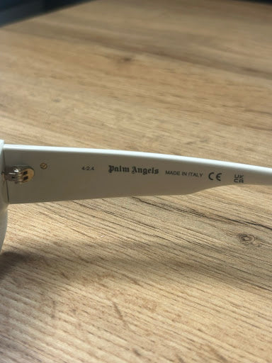 Palm Angels PERI056 – Kremowe Okulary Przeciwsłoneczne z Logo Palmy