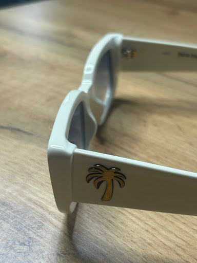 Palm Angels PERI056 – Kremowe Okulary Przeciwsłoneczne z Logo Palmy