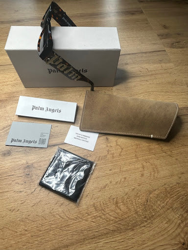 Palm Angels PERI007 – Tortoise Okulary Przeciwsłoneczne z Napisem Angels